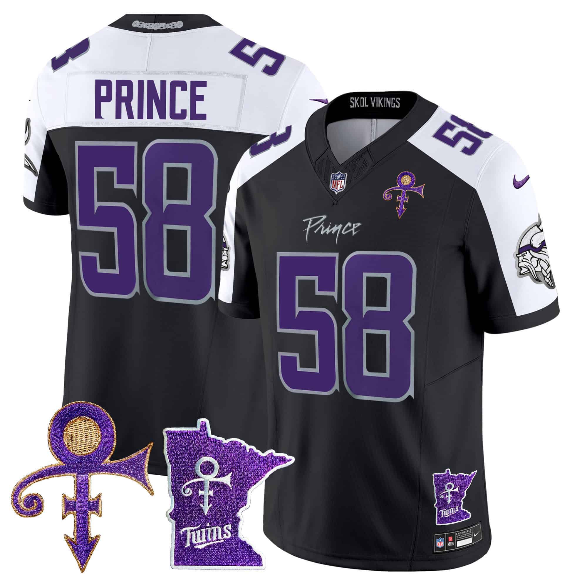 Men Minnesota Vikings #58 Prince Black 2024 Nike Prince Vapor Limited NFL Jersey